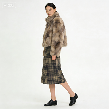 格纹半身裙套装